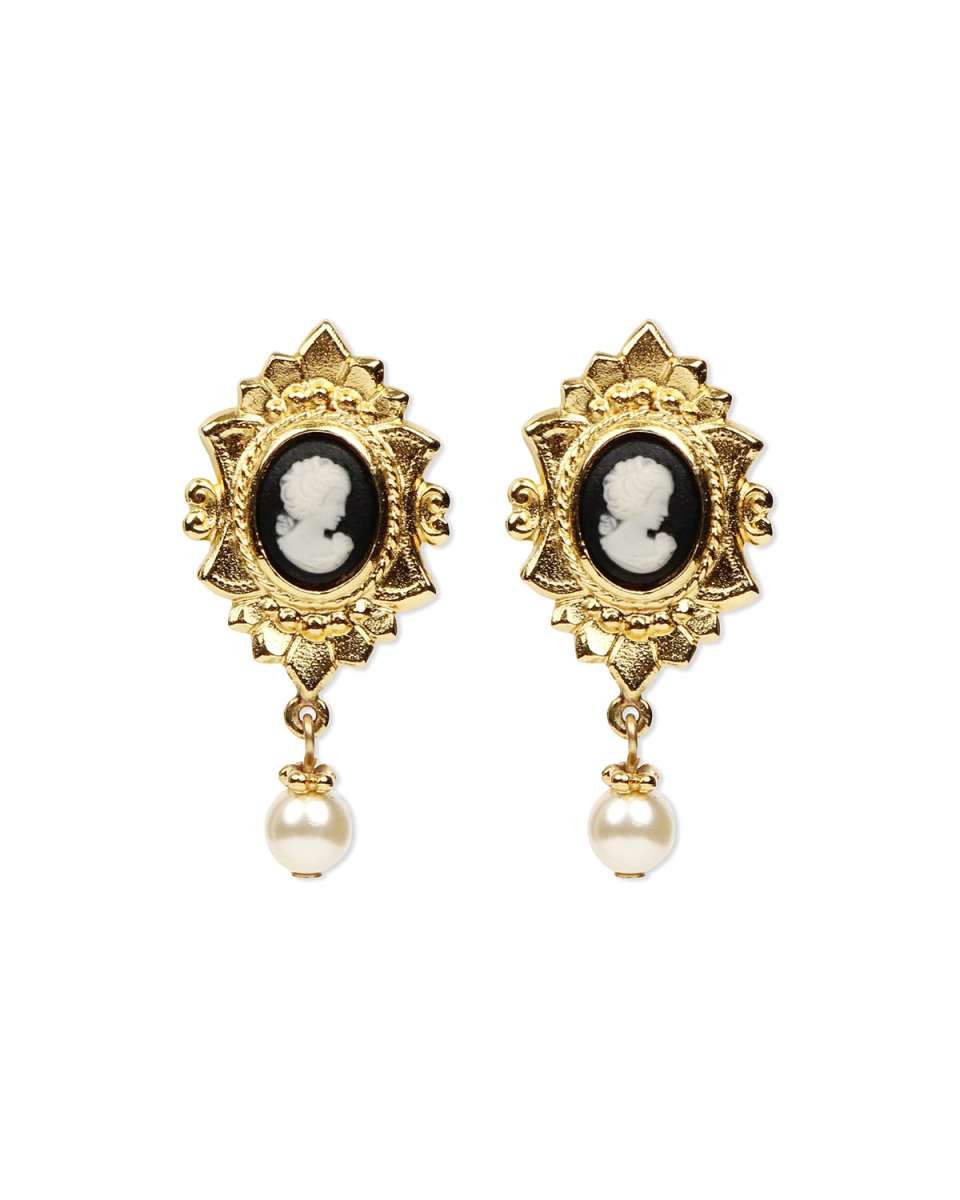 Cameo Pearly Pendant Earrings